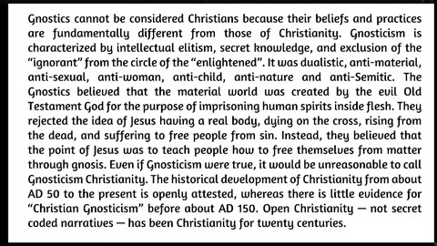 Gnosticism is anti-Christian