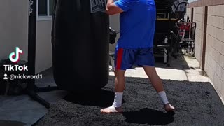 500 Pound Punching bag Workout part 84. enging Muay Thai drill Workout With Light bag Work!