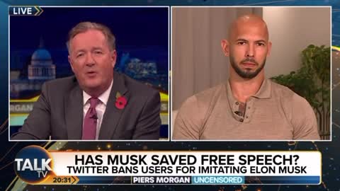 ANDREW TATE RETURNS TO DEBATE PIERS MORGAN ON ELON MUSK AND FREE SPEECH