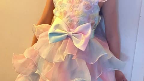 Girls Elegant Rainbow Princess Dress