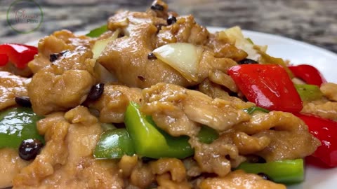 Chicken In Black Bean Sauce Stir Fry Recipe I Chicken Stir Fry With Pepper And Onion