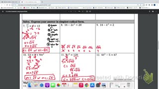 IM2 Alg 1 Traditional 12.3 Solving Quadratics with Square roots