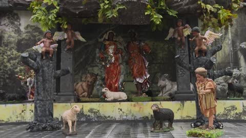 Black Jesus born in burnt Amazon at Brazil church manger