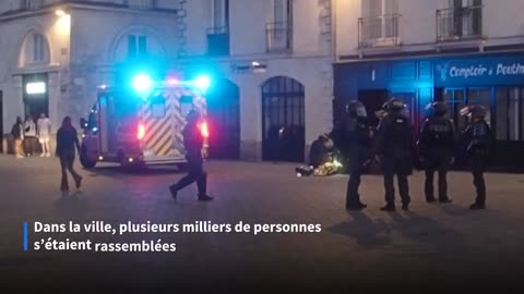 A police officer suffered serious burns at the leftist riot in Nantes, France after a