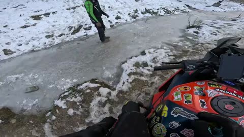 Frozen ice KTM CRASHED 😭