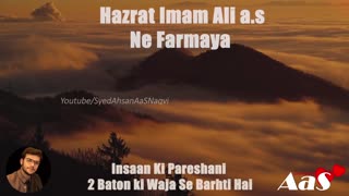 Insaan Ki Pareshani 2 Baton ki Waja Se Barhti HaiHazrat Imam Ali a.s Ne Farmaya Syed Ahsan AaS