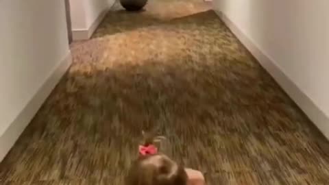 Dog takes toddler out, while playing soccer! ❤️‍🔥🤣