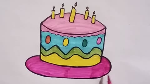 Birthday cake drawing, Coloring for kids and toddlers, child art