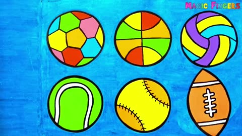 Sports Ball Drawing, Painting and Coloring for Kids, Toddlers | Let's Draw Together