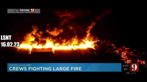 BREAKING!! Large 5 acre warehouse fire breaks out in Kissimmee, Florida
