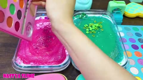 PINK vs PURPLE! Mixing Random into GLOSSY Slime ! Satisfying Slime Video