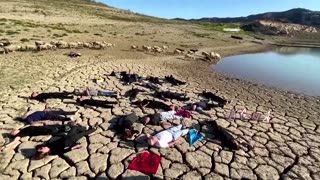 Climate activists protest in parched reservoir