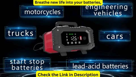 20A/10A Car Motorcycle Battery Charger 12V/24V Smart Charger Lithium AGM GEL Lead-Acid LiFePO4