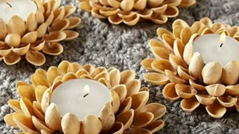 artistic seashell craft/beautiful seashell candle decoration