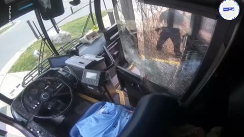 Terrifying video shows violent shootout on public bus #Shooting