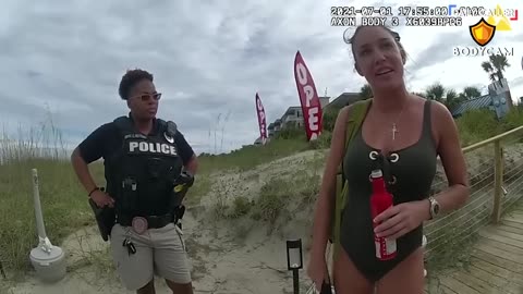 BODYCAM: WOMAN ARRESTED For PLAYING WlTH HERSELF On The Beach
