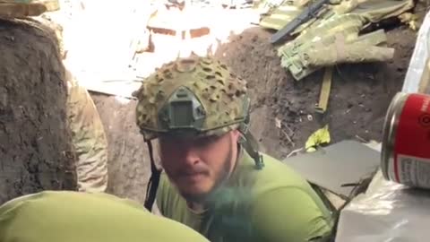 Footage from a Ukrainian trench captures near misses...