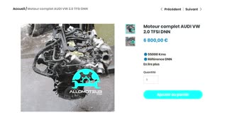 ALLOMOTEUR.COM - Moteur complet AUDI VW 2.0 TFSI DNN