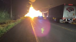 Compressed Natural Gas Tractor Trailer on Fire
