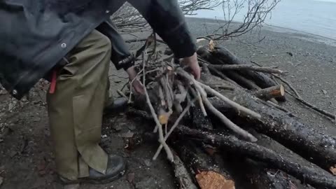 Camping, Fishing & Clamming in a Snow Storm - Coastal Foraging in Alaska