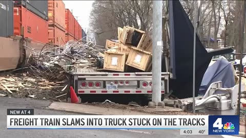 Tractor Trailer Snapped In Half By A Freight Train In Haverstraw, New York