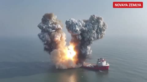 Launch of Chinese military satellites from the deck of a ship in Yellow Sea