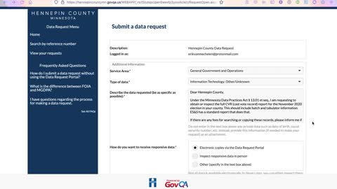 FOIA Request for Report of Cast Vote Record (CVR)