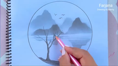 Easy mountain scenery with pencil -- How to draw mountain scenery - step by step for beginners