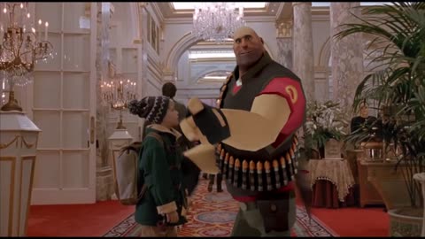 Home alone 2 featuring video game character " The heavy"