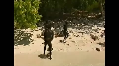 Sentinel island india original HD video drone footage of tribal people