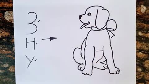 3HY turns into Dog Drawing // Easy Dog Drawing // Turns into Drawing