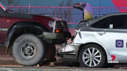 Man rushed between the 2 vehicles in Gladesville _ 7NEWS