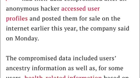 Never give your DNA to 23 AND ME HACK BREACHES 6.9 MILLION USERS INFO!