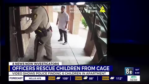 Disturbing camera video shows Vegas Metro police rescuing 6 children including two locked in a cage