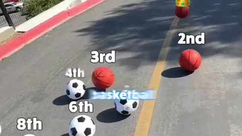 5 Basketballs vs 5 Soccer Balls Hill Race!