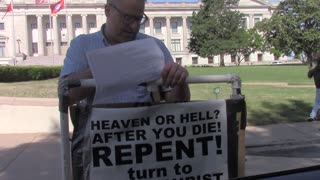 Prolife protesters at the Young Democrats meeting at the AR State Capitol