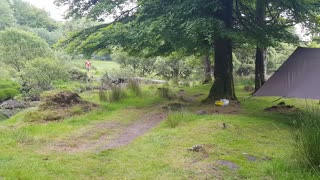 Taking gear back to the car. Riverside wildcamping.