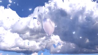 083. Spinning Shiny Love Heart Shapes Float in Sparkle Cloudy Heavenly Sky 4K UHD 60fps
