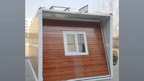 container house with woodgrain finish