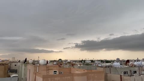 The moment of the birth of a severe rain wave in the city of Riyadh