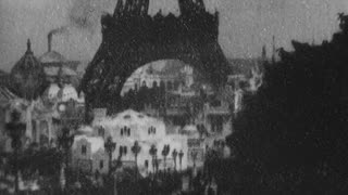 Eiffel Tower From Trocadero Palace (1900 Original Black & White Film)