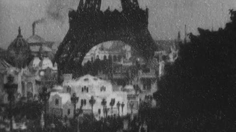 Eiffel Tower From Trocadero Palace (1900 Original Black & White Film)