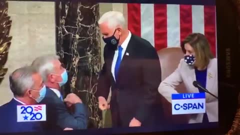 MIKE PENCE, VP ACCEPTING GOLD COIN AFTER ELECTORAL COUNT