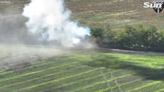 Ukrainian forces blow up an unsuspecting Russian tank in a massive blast