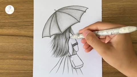 How to draw a girl with umbrella step by step || Easy drawing for girls step by step || Girl drawing