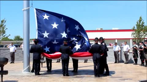 The Raising of the Flag ~ Morris' 9/11 Memorial Park ~ 6-14-12