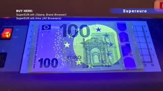 Supereuro banknotes: Under UV light