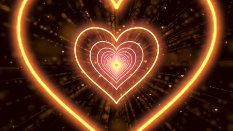 748. Heart Tunnel Background🧡Orange Neon Heart Background Heart Heart