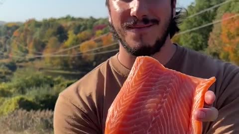 Crab stuffed salmon catch n cook 🐟 #catchandcook #salmon #seafood