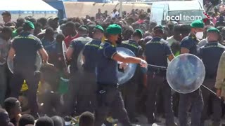 More footage out of the Italian island of Lampedusa shows thousands of African men barging in